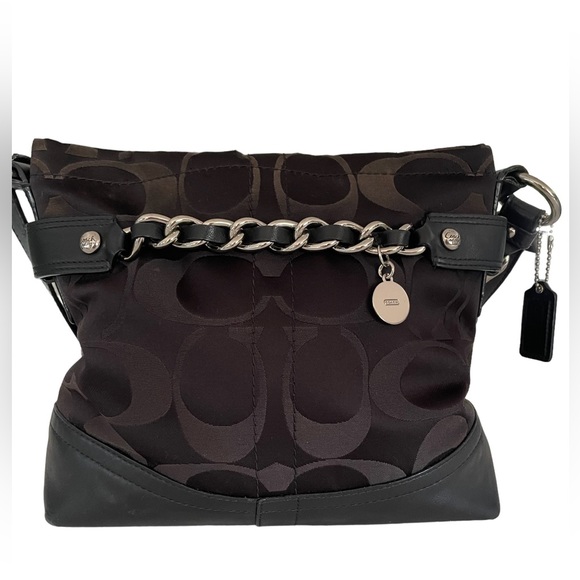 COACH Black Signature Chain Hobo Crossbody - Picture 3 of 9